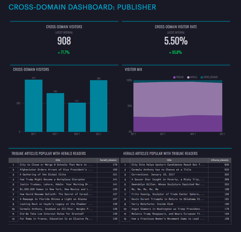 Segment publisher cross-domain dashboard