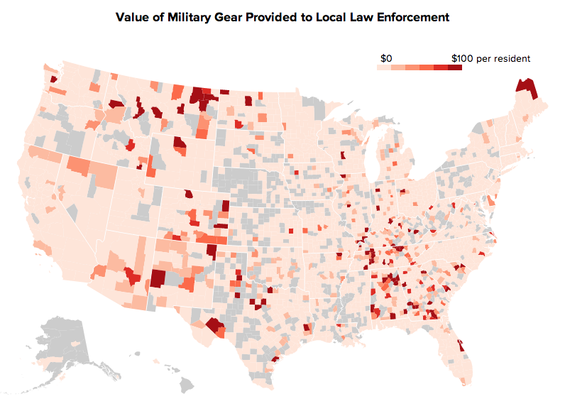 Value of Military Gear Provided to Local Law Enforcement