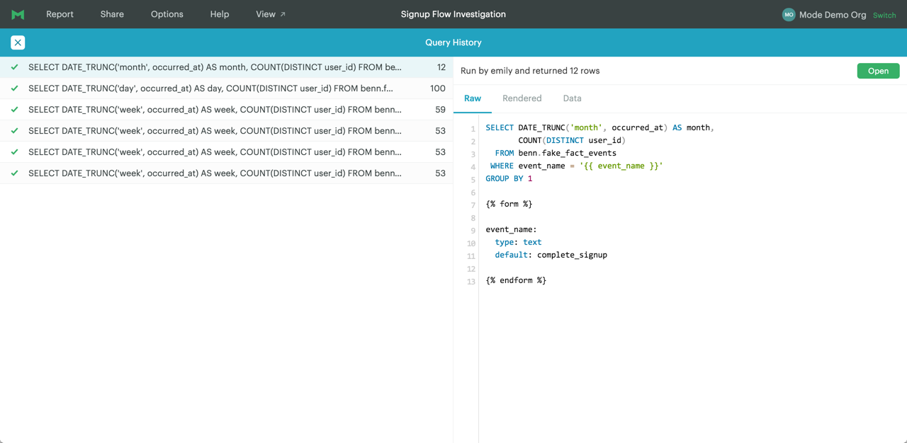 Query History