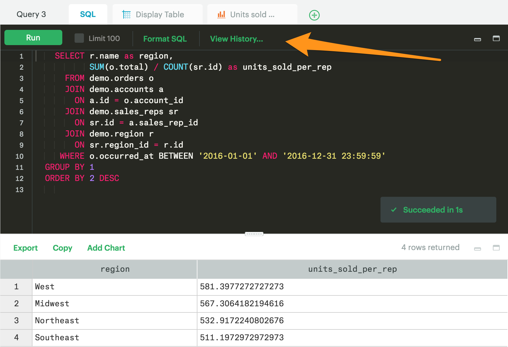 SQL Query History in the Click of a Button Mode