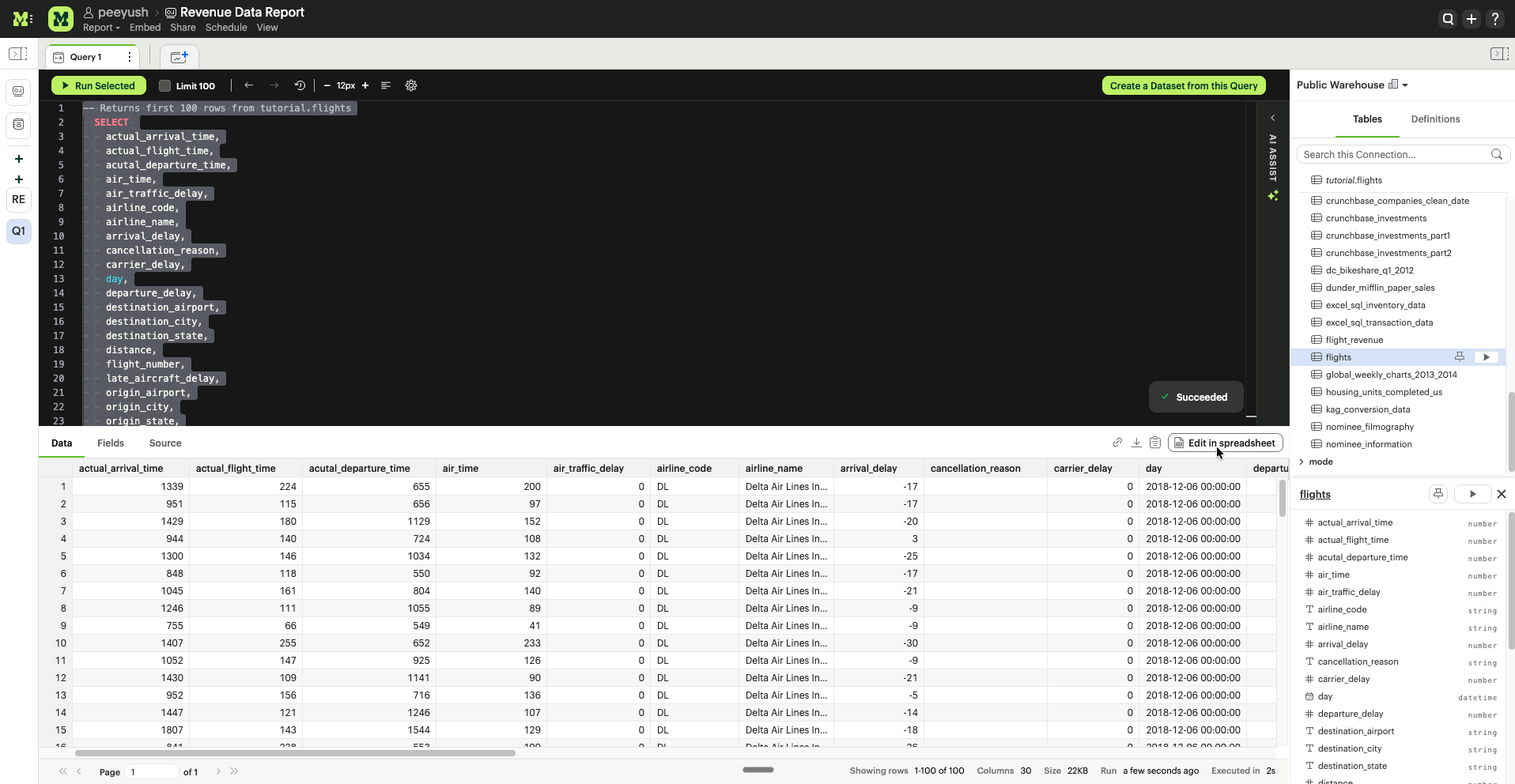 Warehouse connected data
