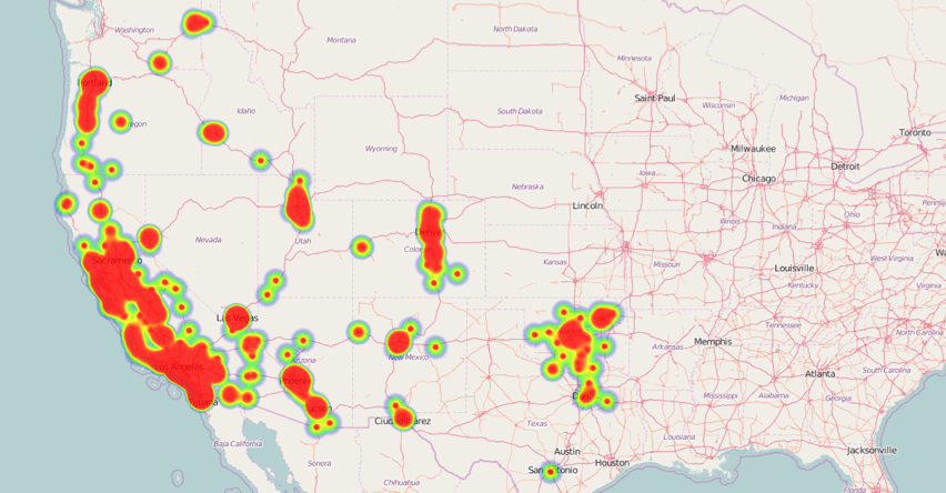 Geographic heat map | Charts - Mode