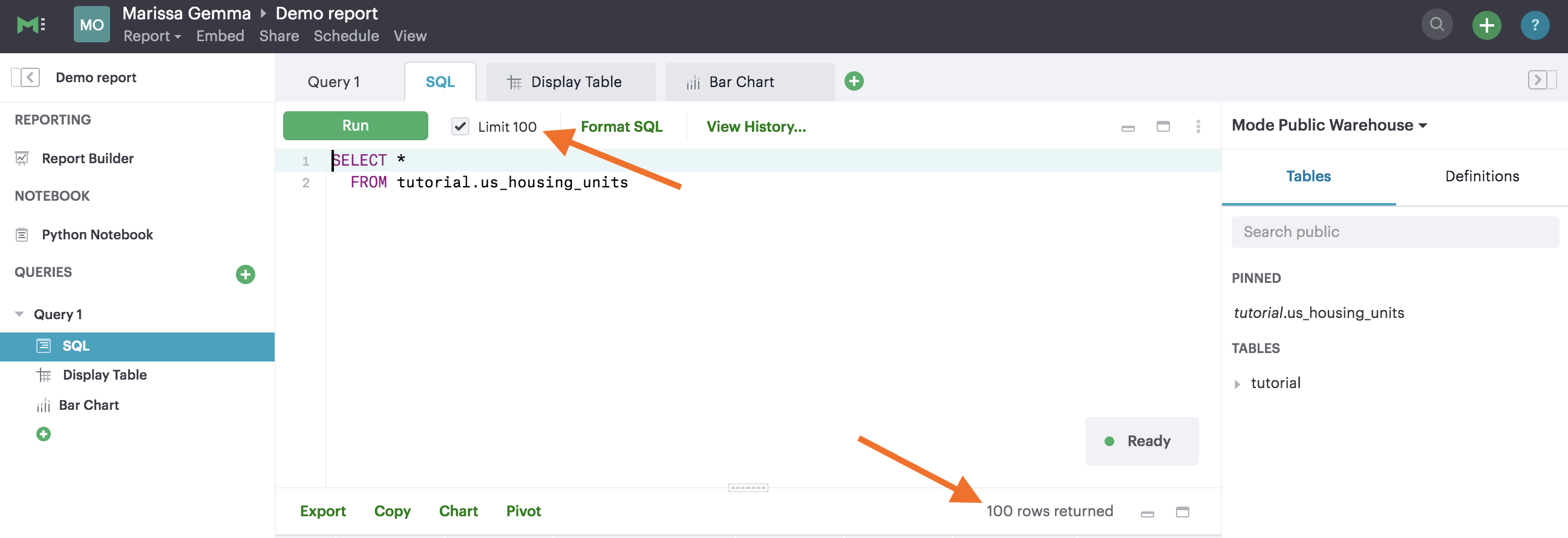 Mode analytics. Limit SQL query. Limit SQL. Limit Nima.